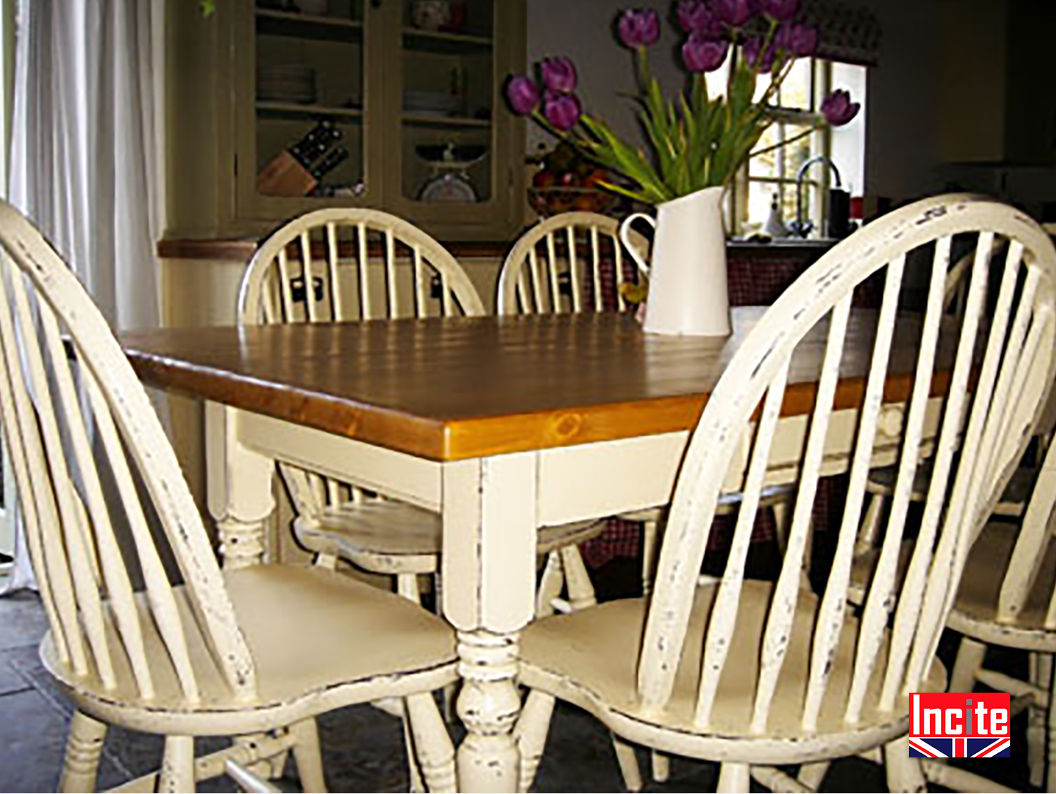 distressed painted dining room table